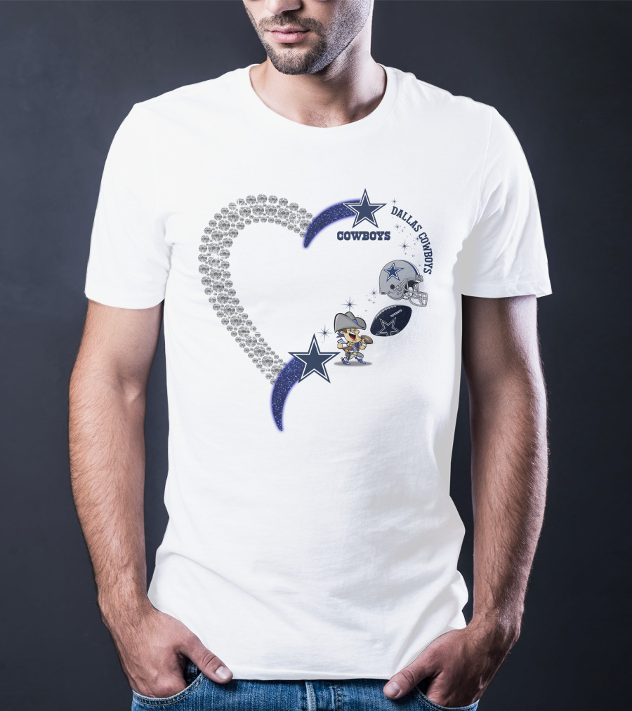 Dallas Cowboys Heart Logo With Star And Helmet T-Shirt