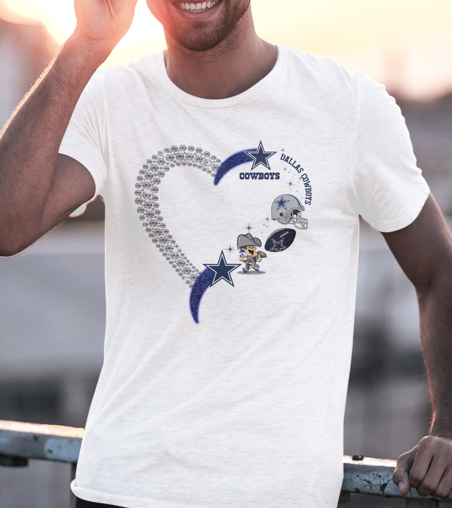Dallas Cowboys Heart Logo With Star And Helmet T-Shirt