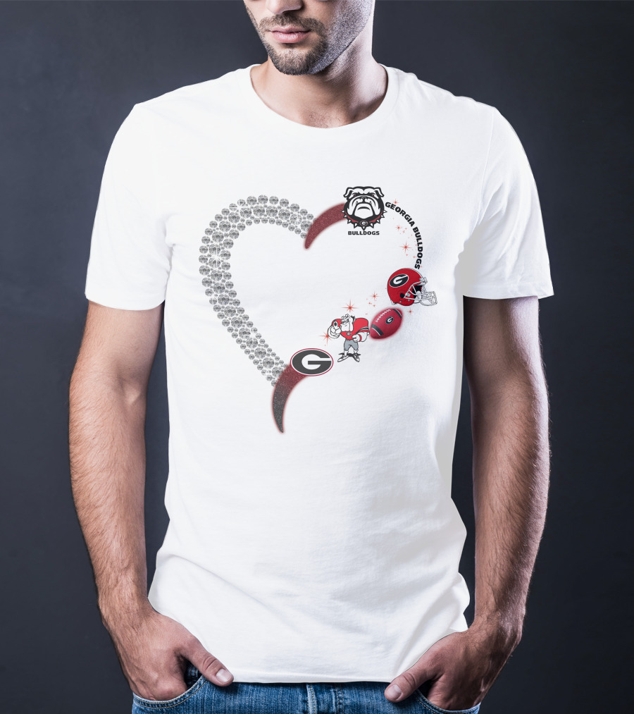 Georgia Bulldogs Heart Logo Football 1808 T-Shirt