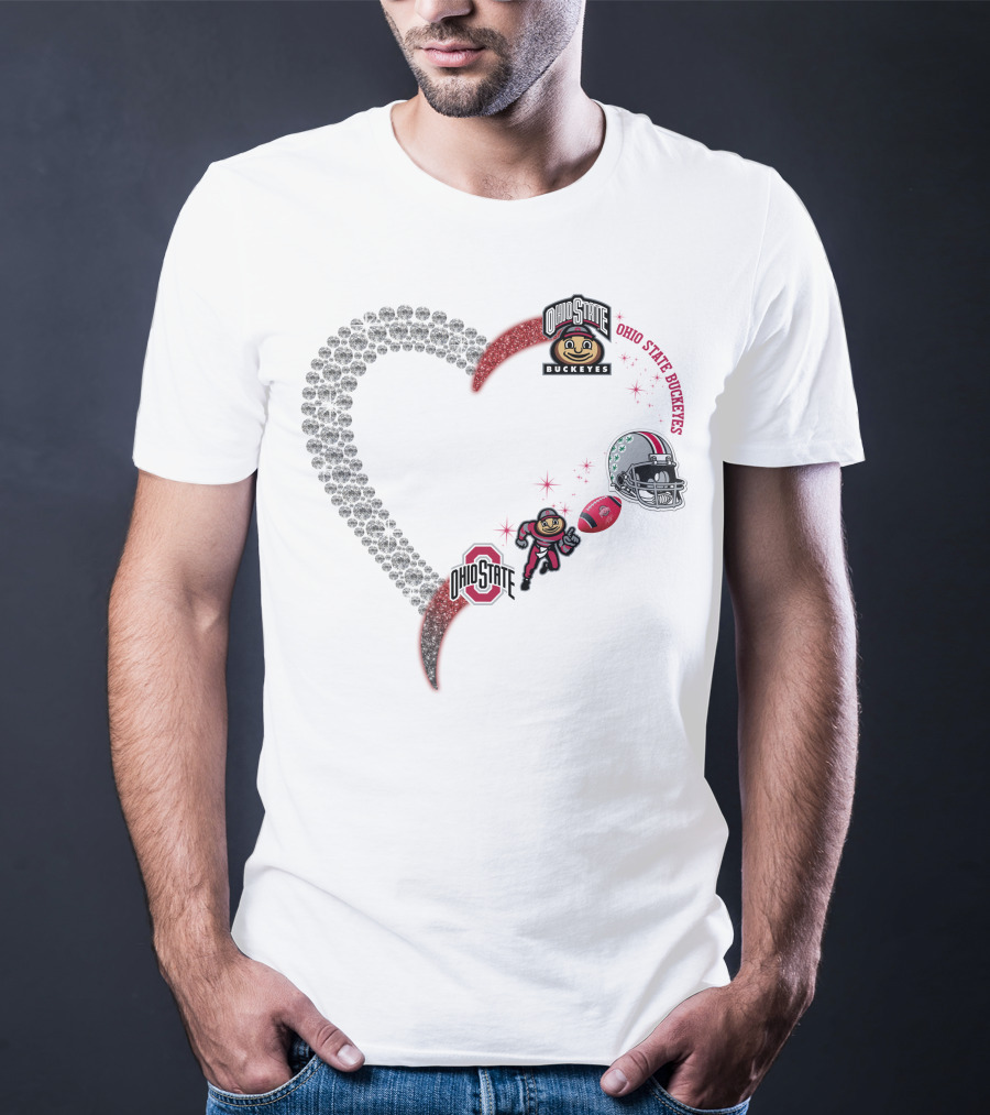 Ohio State Buckeyes Heart Brutus 1908 Football Helmet T-Shirt