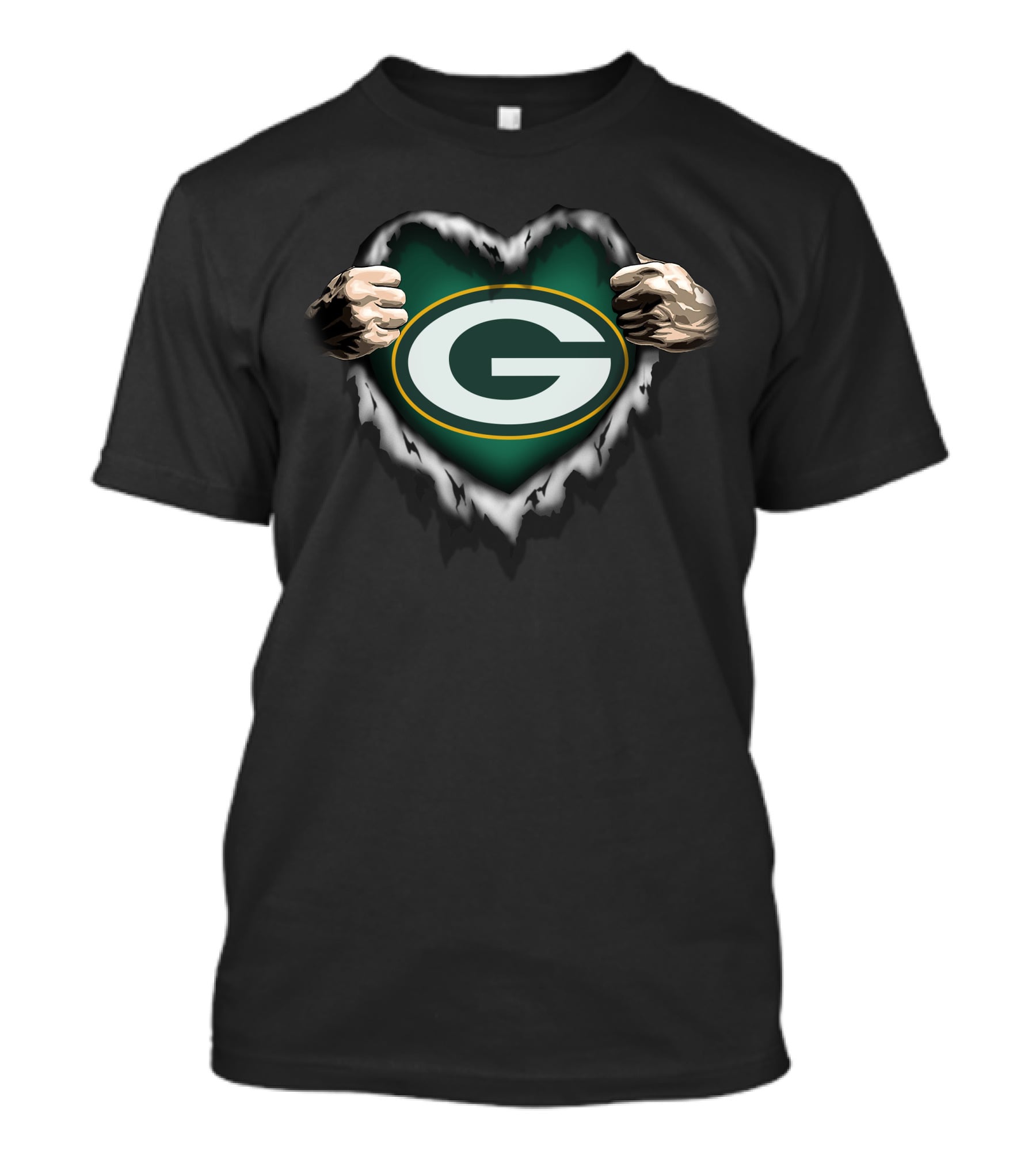 Green Bay Packers Heart Ripped Open T-Shirt