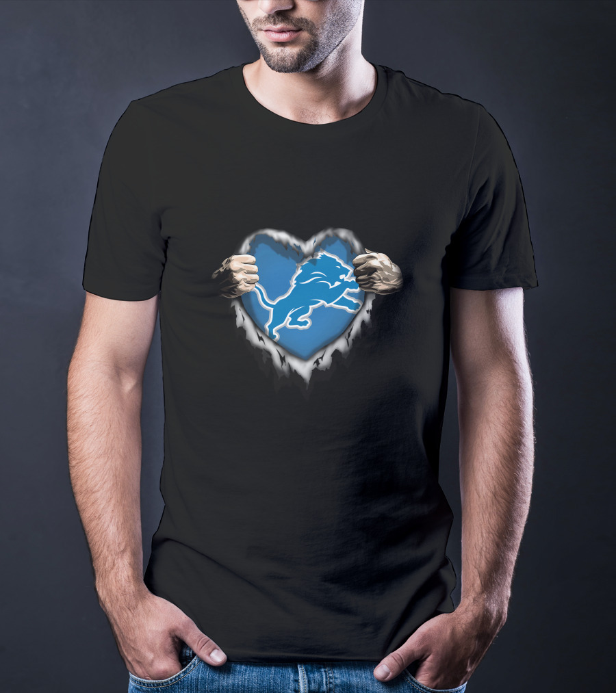 Detroit Lions Heart Ripped Through T-Shirt