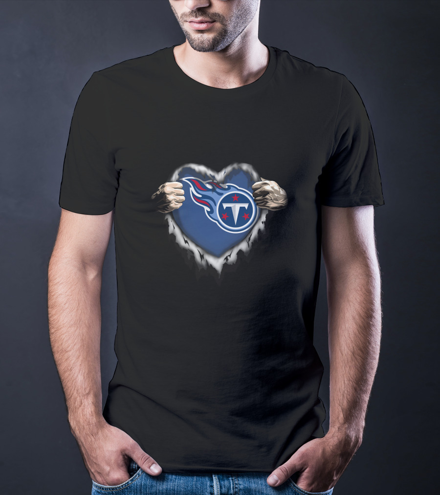 Tennessee Titans Ripped Heart T-Shirt