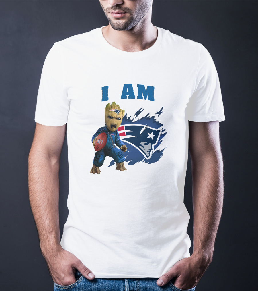 I Am Groot New England Patriots Football Character With Team T-Shirt