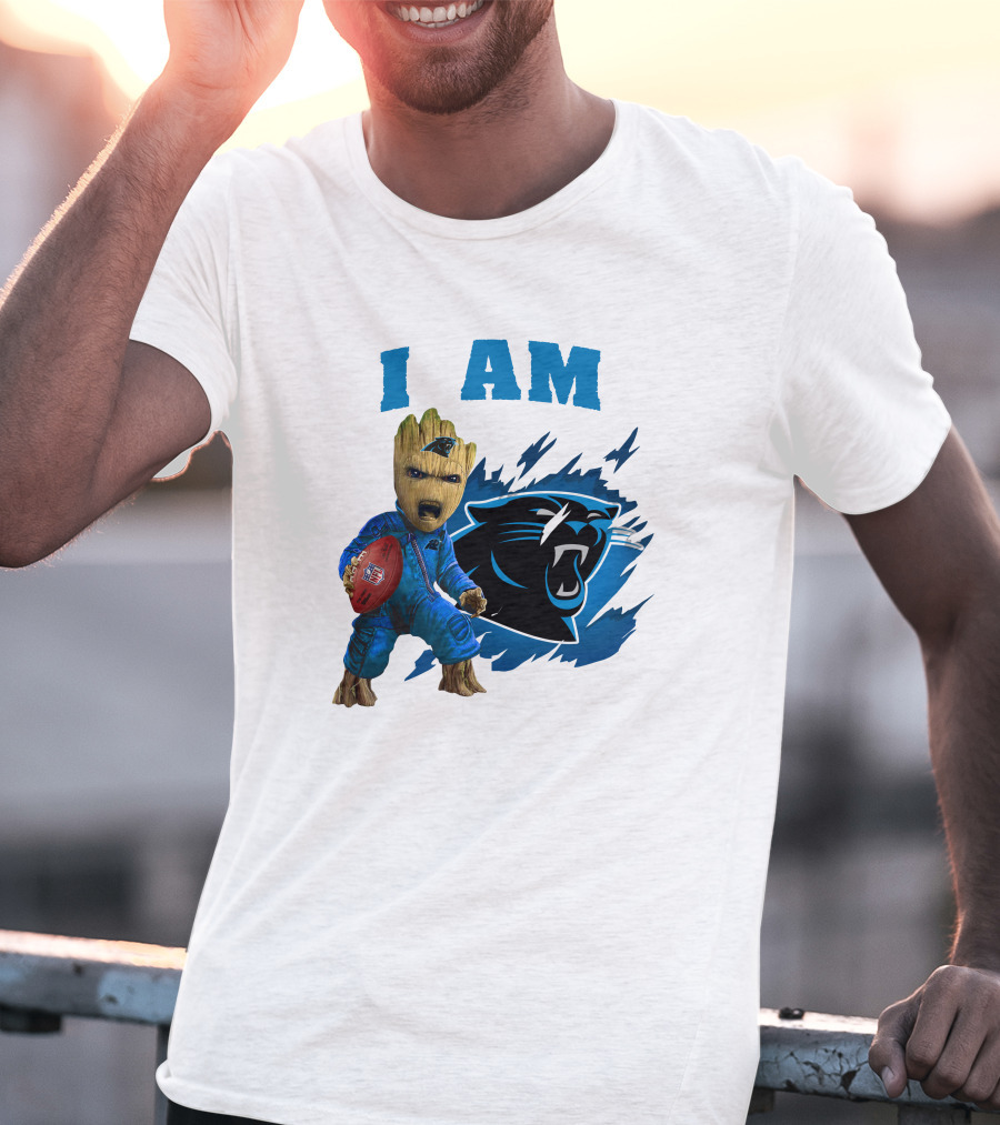 I Am Groot Carolina Panthers NFL Football Groot With Panthers T-Shirt