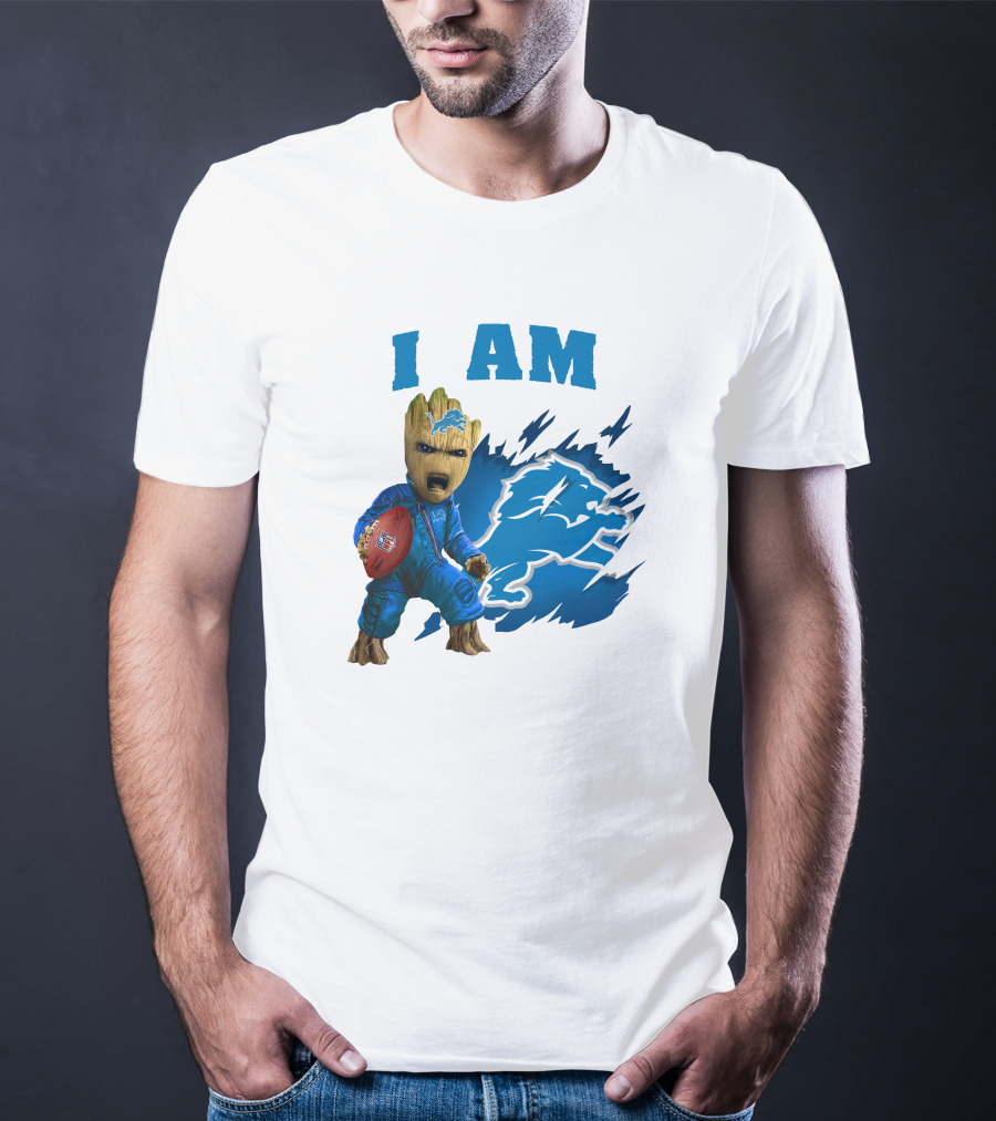 I Am Groot Detroit Lions Football Fan Mashup T-Shirt