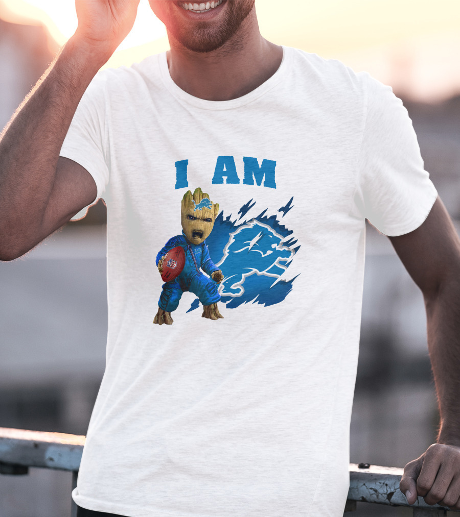 I Am Groot Detroit Lions Football Fan Mashup T-Shirt