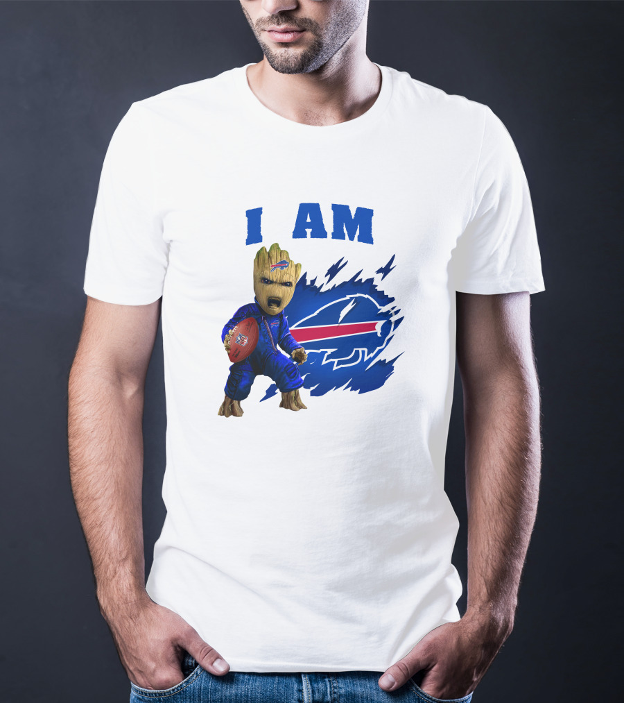 Groot Holding Football Buffalo Bills Logo I Am T-Shirt