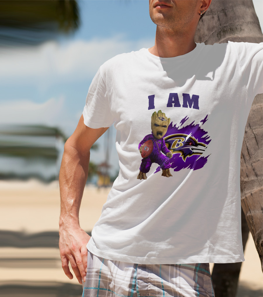 I Am Groot Baltimore Ravens Football Fan T-Shirt