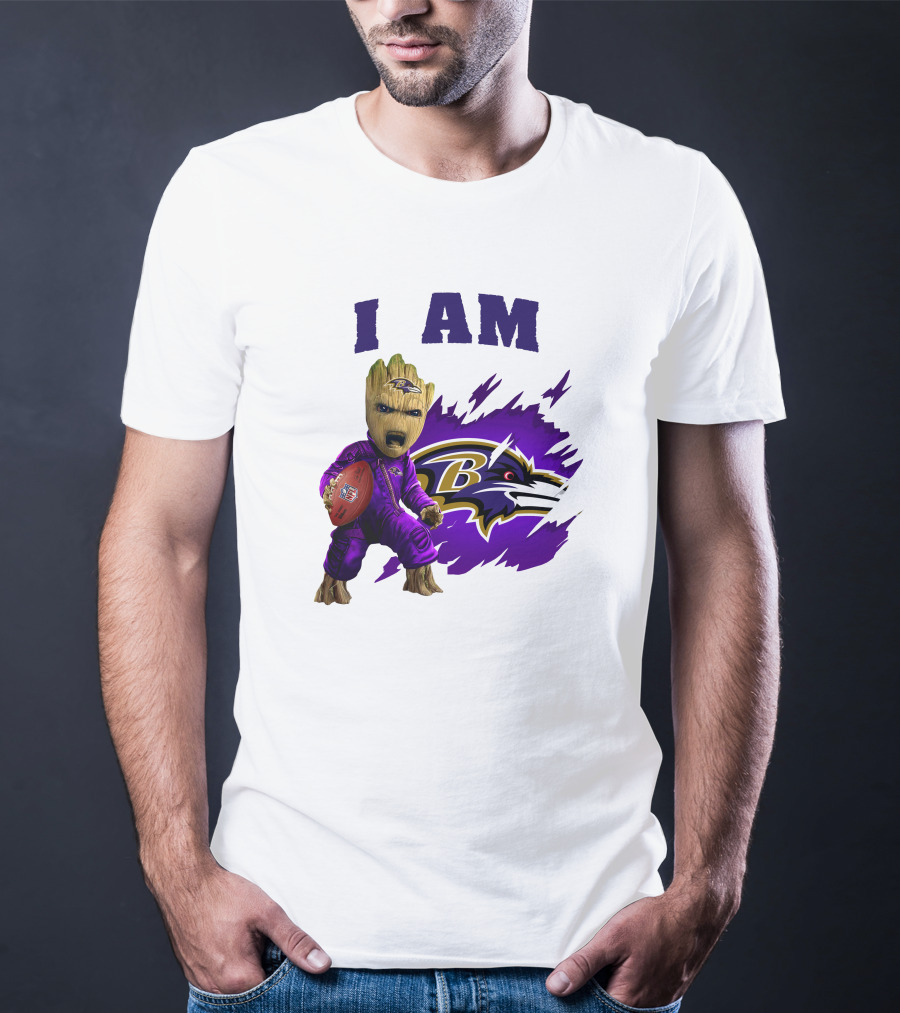 I Am Groot Baltimore Ravens Football Fan T-Shirt