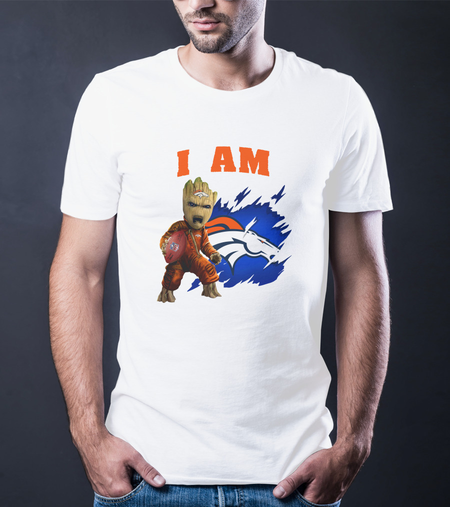 I Am Groot Denver Broncos Football Fan Character T-Shirt