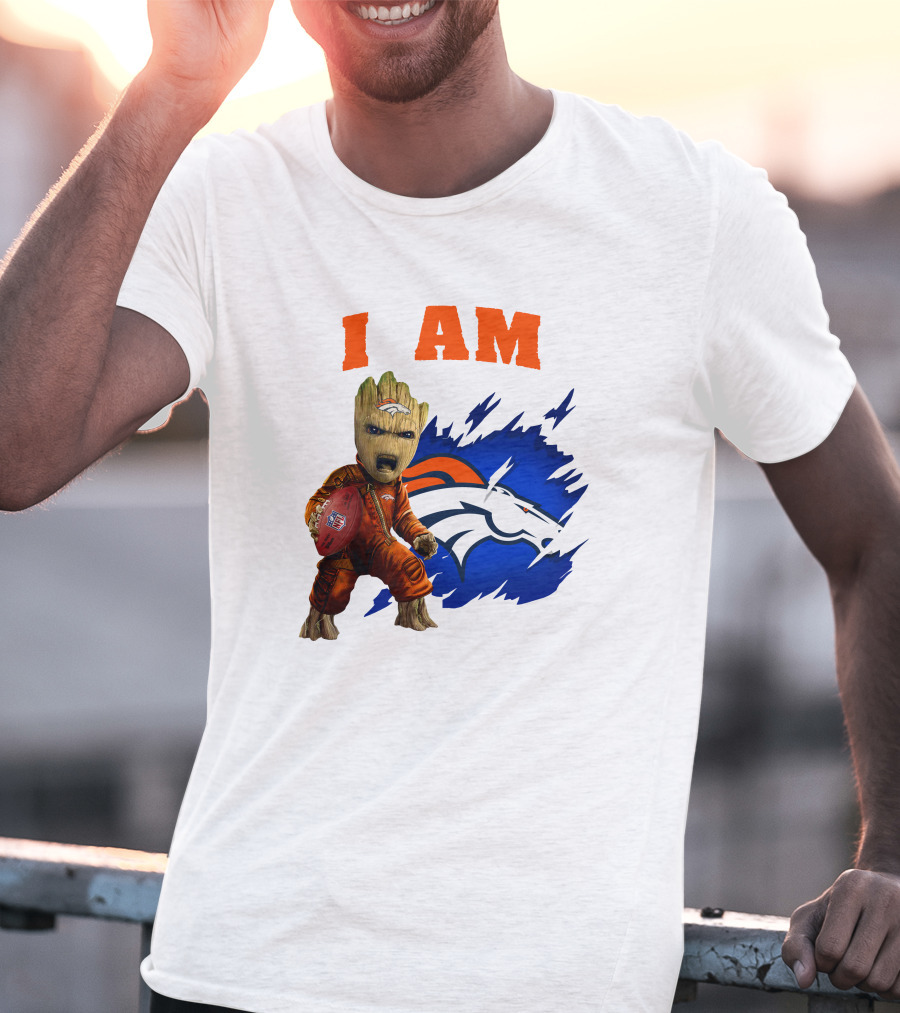 I Am Groot Denver Broncos Football Fan Character T-Shirt