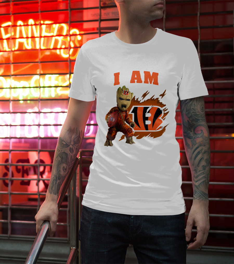 I Am Groot Bengals NFL Logo Football Character T-Shirt