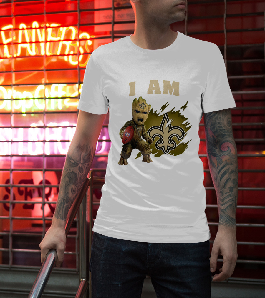 I Am Groot New Orleans Saints Football Fleur-de-lis T-Shirt