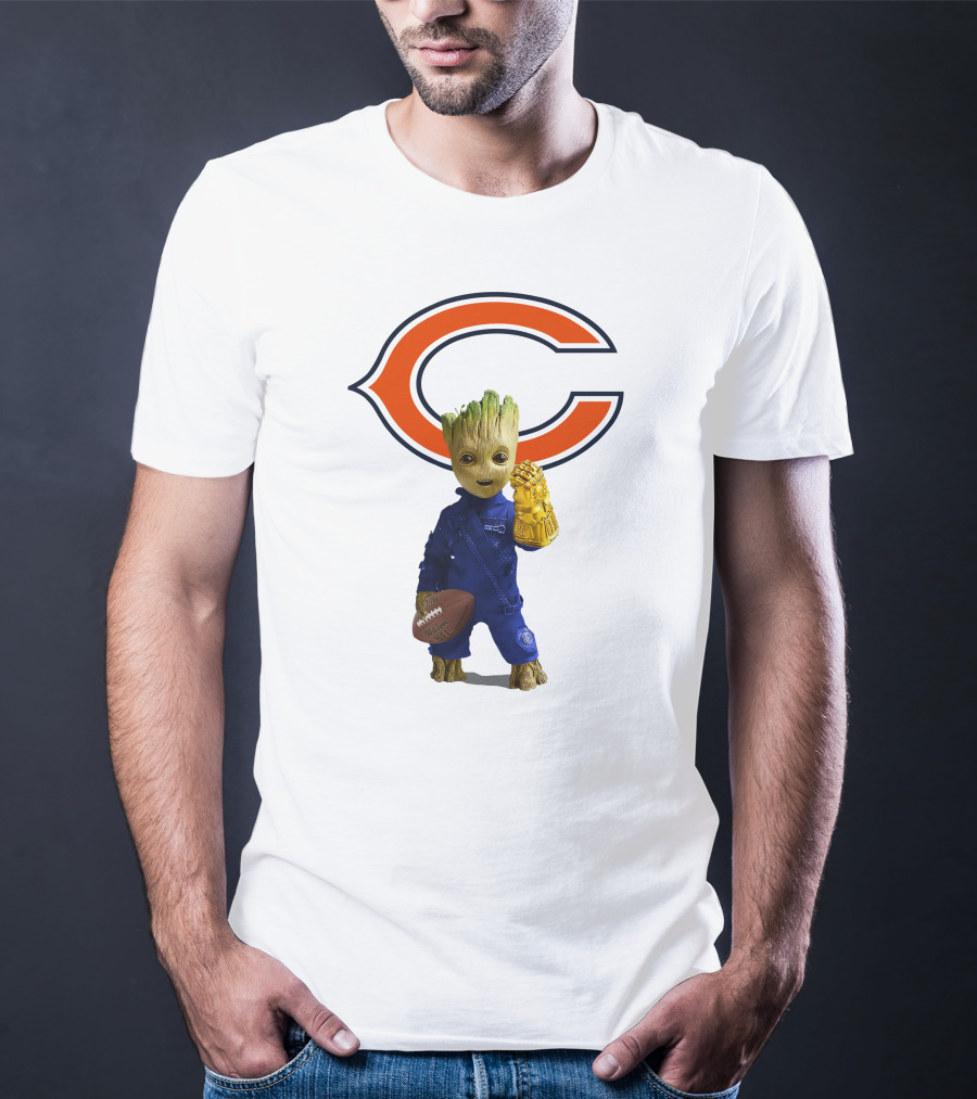 Chicago Bears Groot Football Infinity Gauntlet T-Shirt