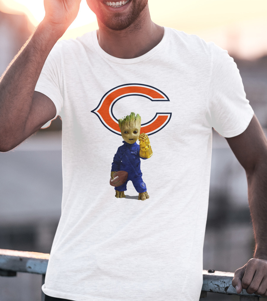 Chicago Bears Groot Football Infinity Gauntlet T-Shirt