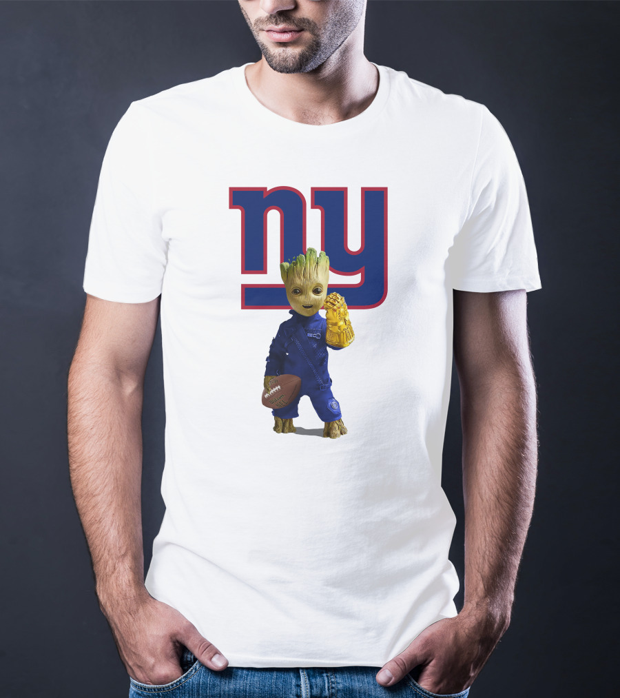 NY Giants Groot Football Infinity Gauntlet T-Shirt