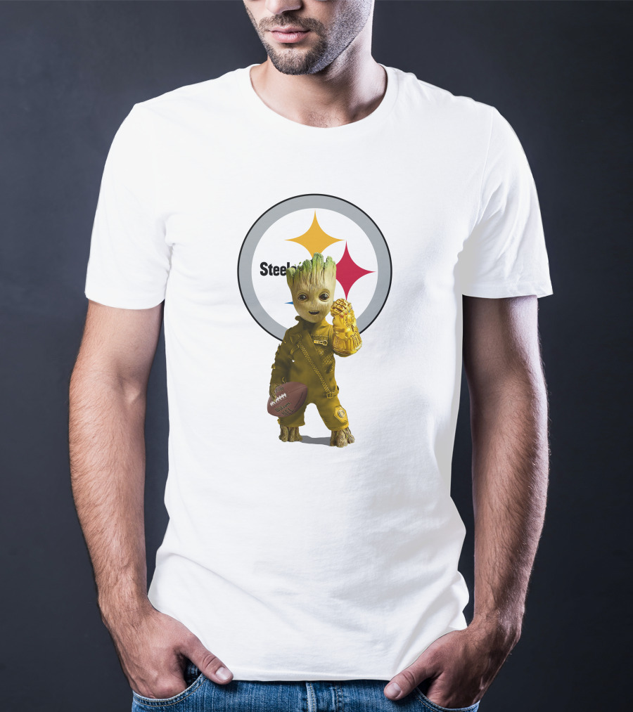 Pittsburgh Steelers Groot Football Infinity Gauntlet Fan T-Shirt