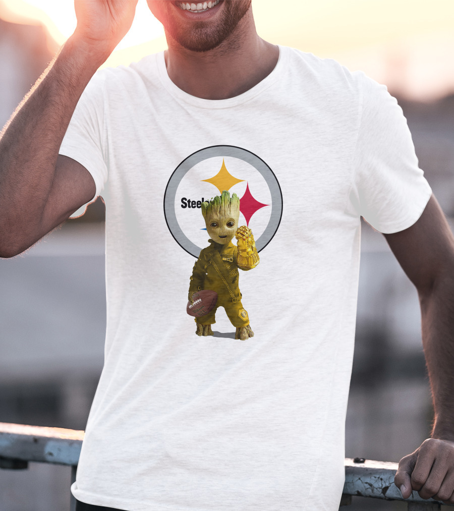 Pittsburgh Steelers Groot Football Infinity Gauntlet Fan T-Shirt