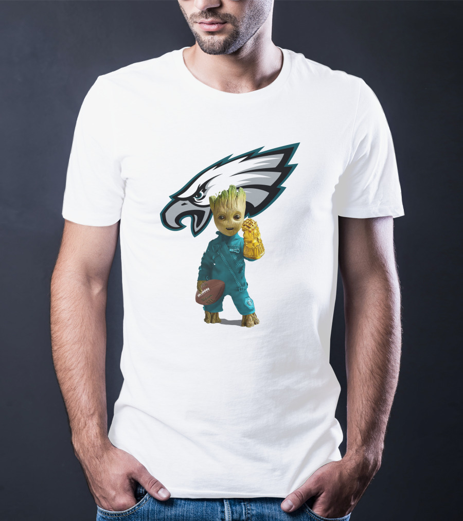 Philadelphia Eagles Baby Groot Infinity Gauntlet Football T-Shirt