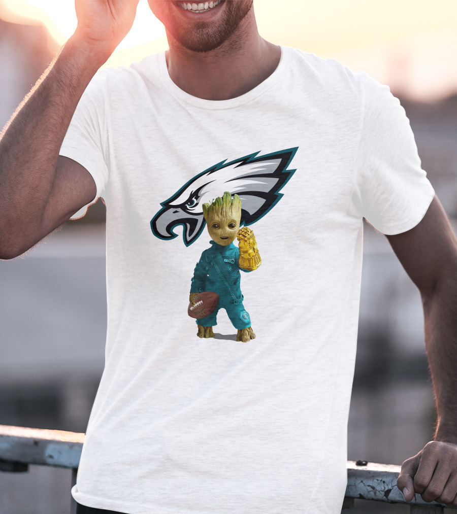 Philadelphia Eagles Baby Groot Infinity Gauntlet Football T-Shirt