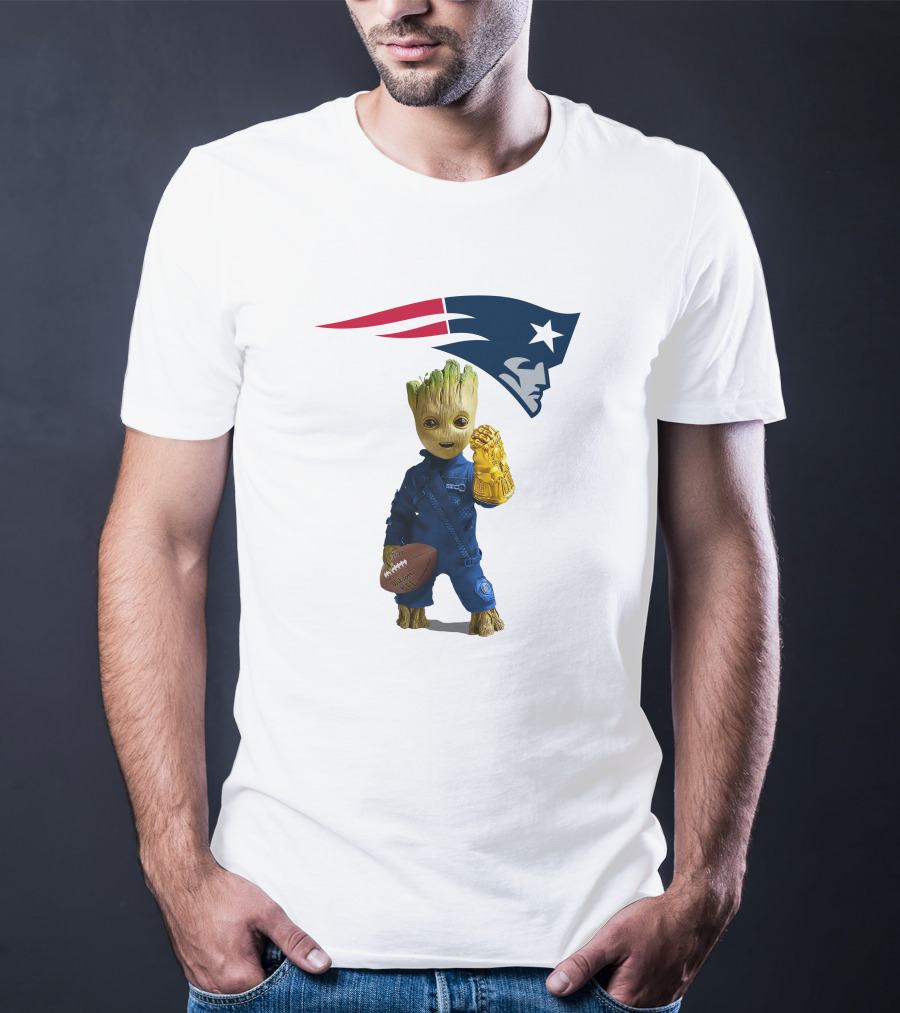 New England Patriots Groot Football Infinity Gauntlet T-Shirt