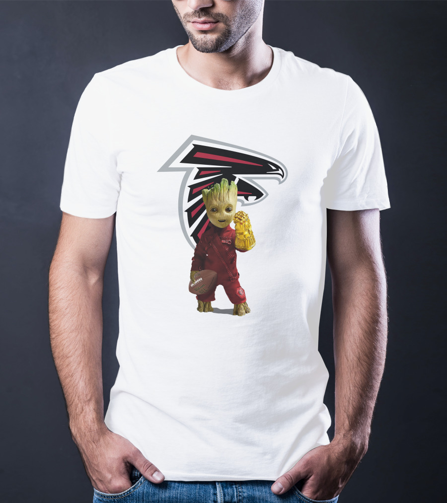 Atlanta Falcons Groot Holding Football And Glove T-Shirt