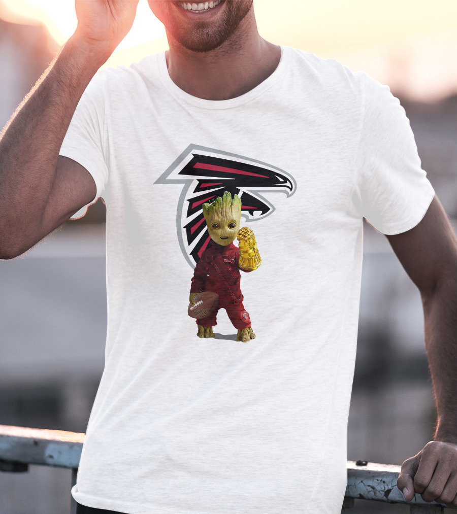 Atlanta Falcons Groot Holding Football And Glove T-Shirt