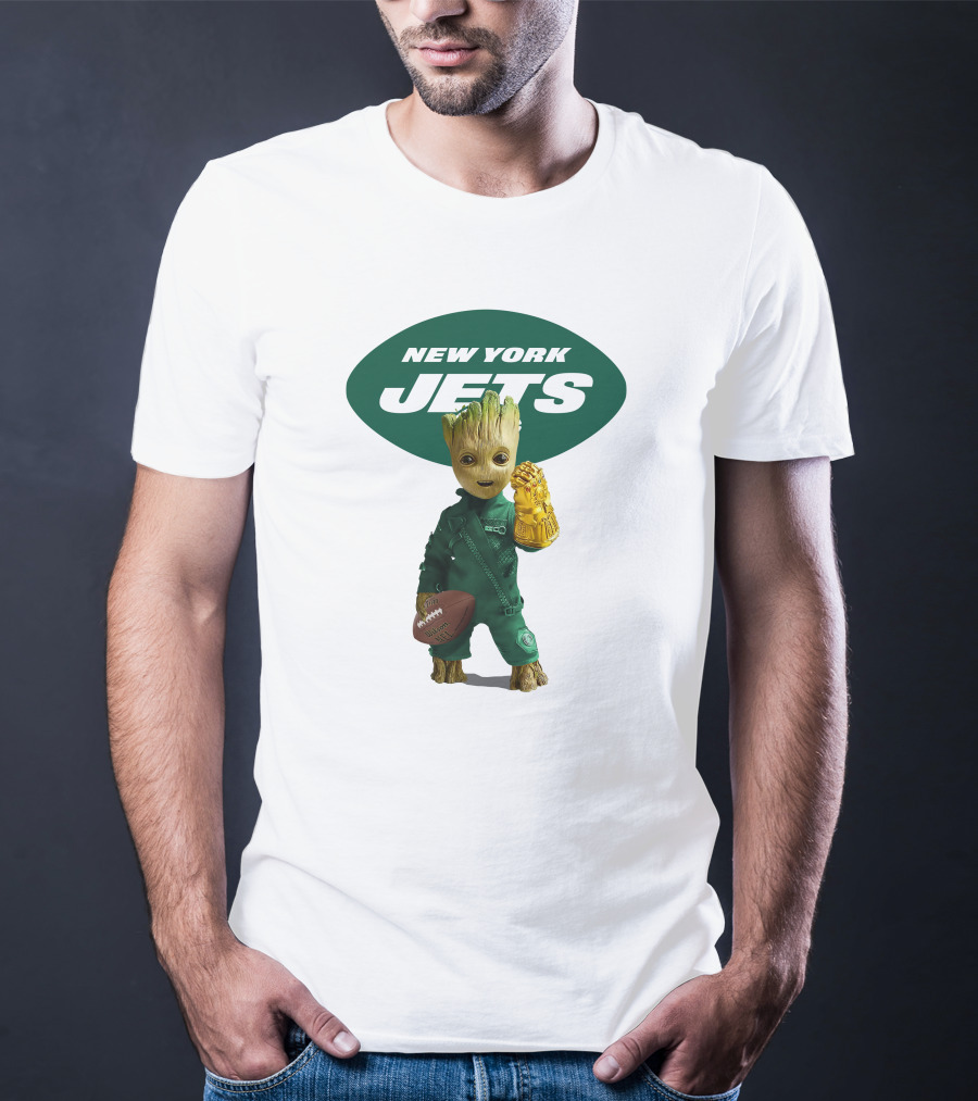 New York Jets Groot Football Marvel Crossover T-Shirt