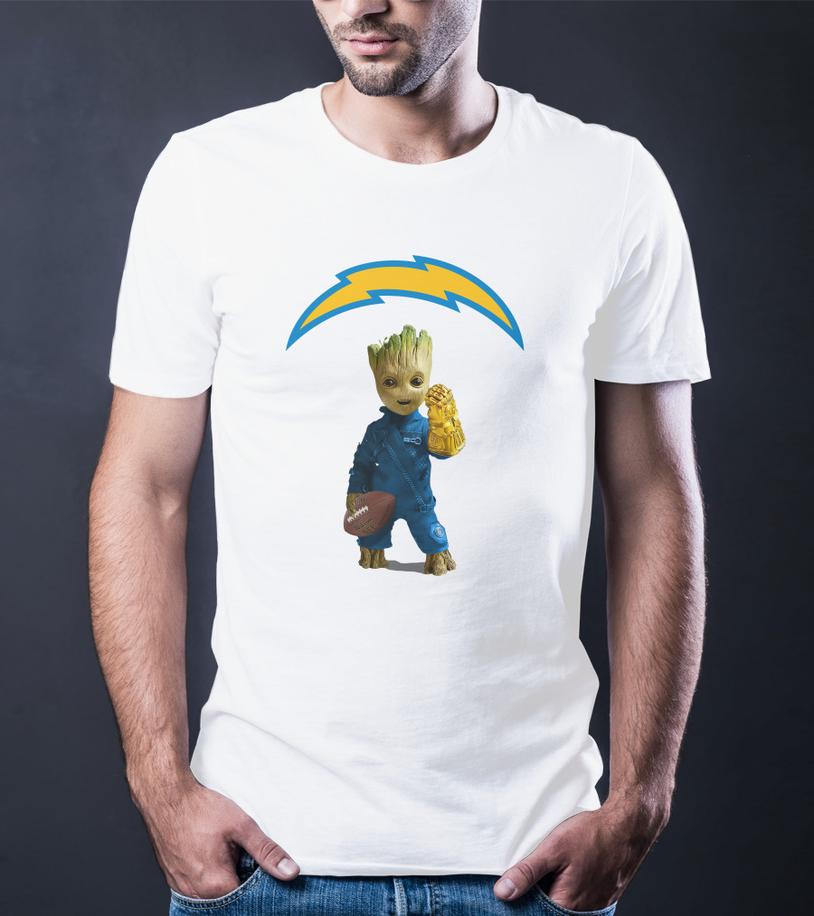 Los Angeles Chargers Groot Infinity Gauntlet Football T-Shirt
