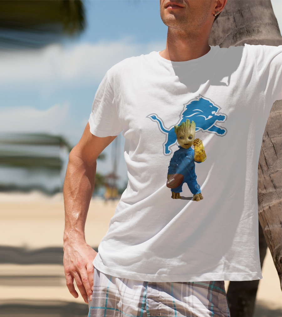 Detroit Lions Groot Avengers Football Mashup T-Shirt
