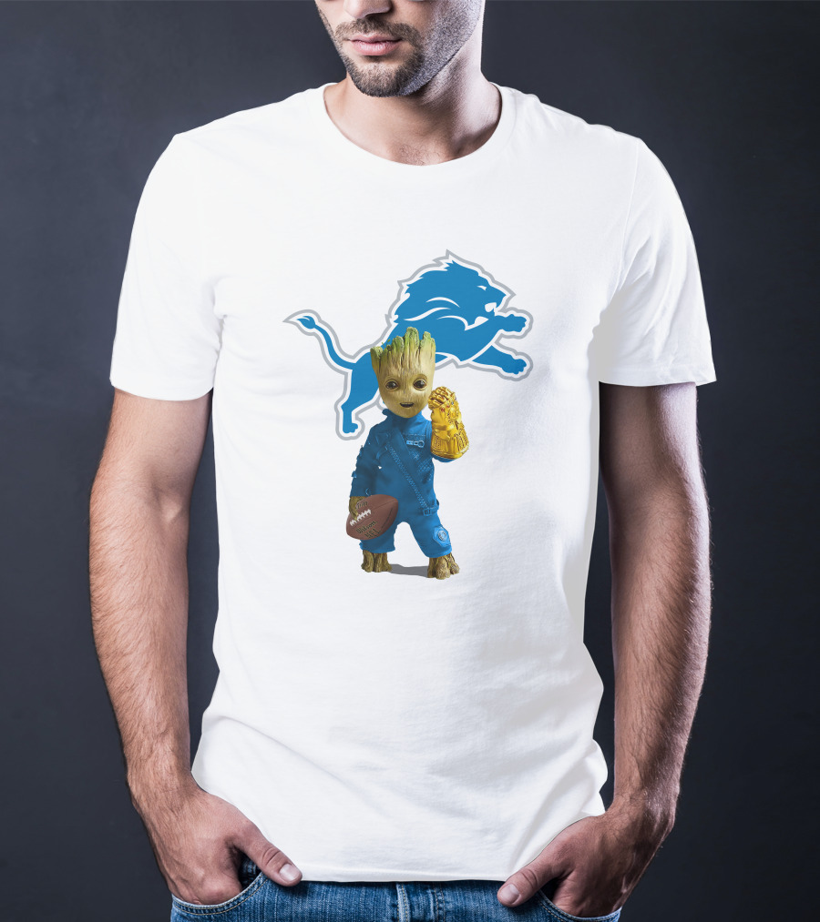 Detroit Lions Groot Avengers Football Mashup T-Shirt