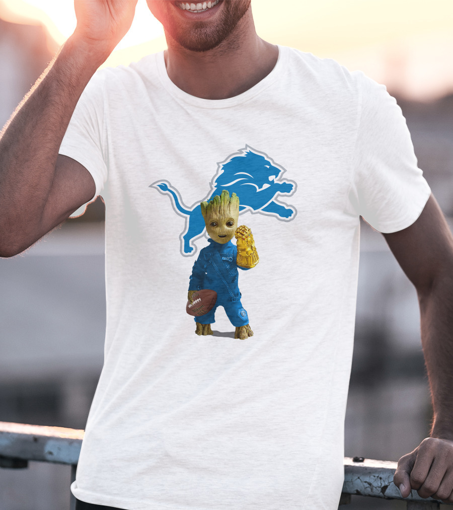 Detroit Lions Groot Avengers Football Mashup T-Shirt
