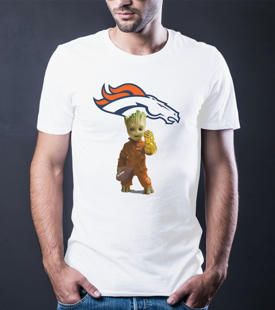 Denver Broncos Groot Infinity Gauntlet Football Fan T-Shirt