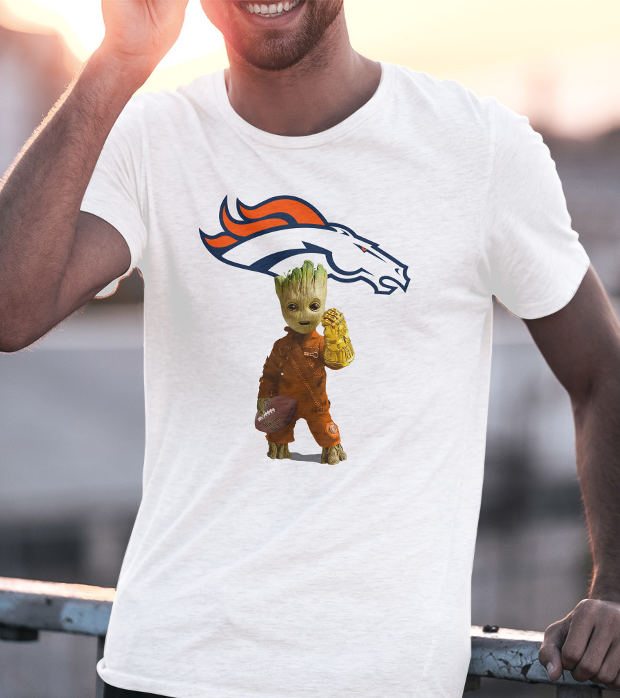 Denver Broncos Groot Infinity Gauntlet Football Fan T-Shirt