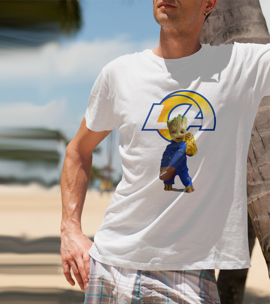 Los Angeles Rams Groot Football Infinity Gauntlet T-Shirt