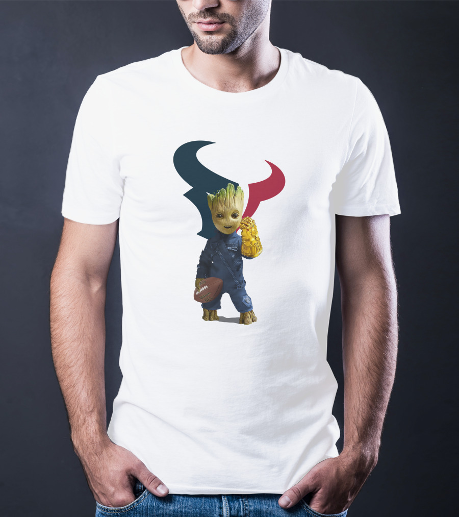 Houston Texans Groot Football Infinity Gauntlet T-Shirt