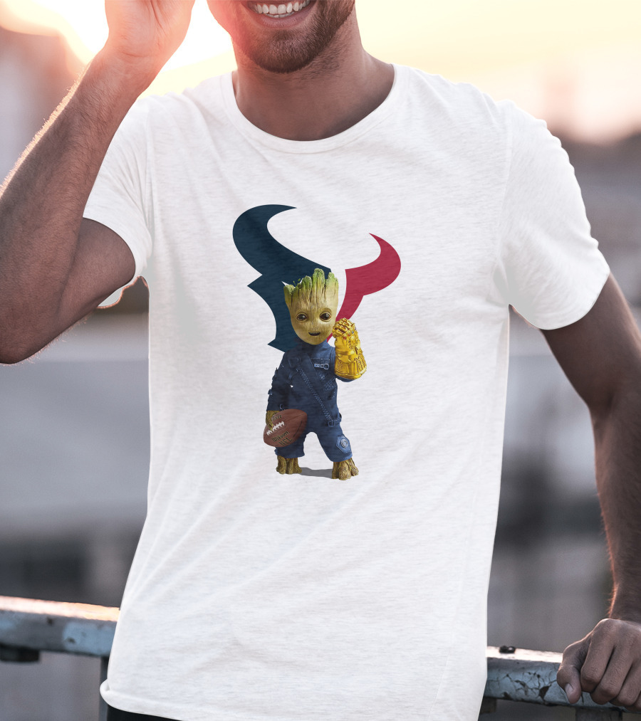 Houston Texans Groot Football Infinity Gauntlet T-Shirt