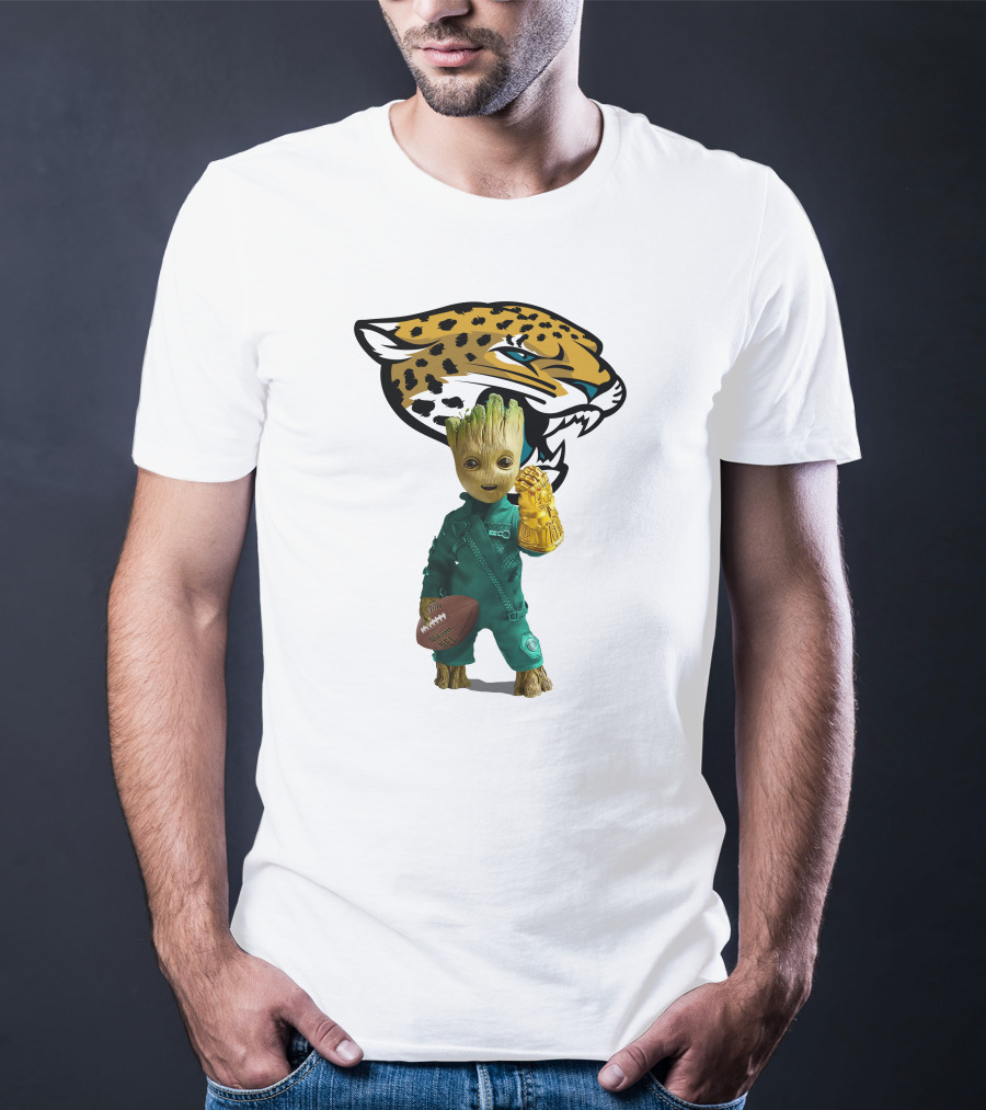 Jacksonville Jaguars Groot Football Infinity Gauntlet T-Shirt