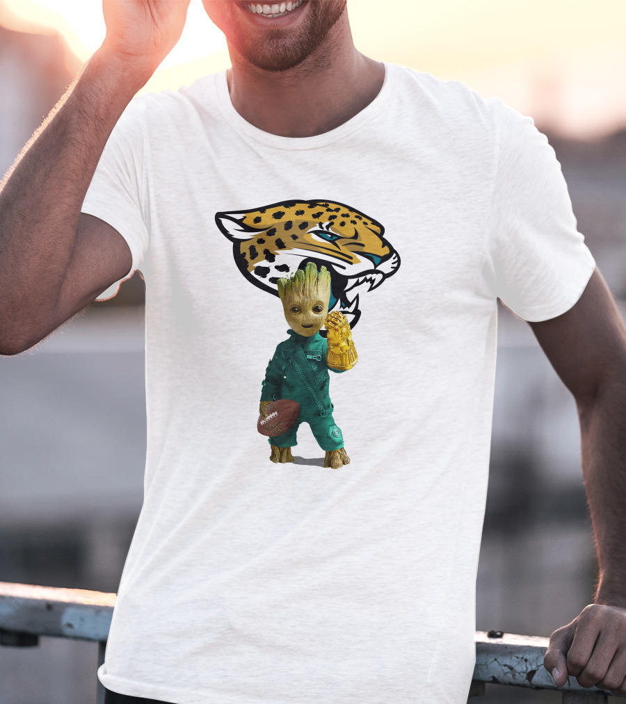 Jacksonville Jaguars Groot Football Infinity Gauntlet T-Shirt