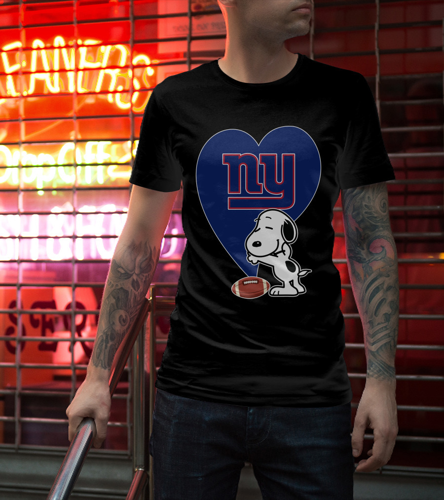 Snoopy Hugging New York Giants Football Heart T-Shirt