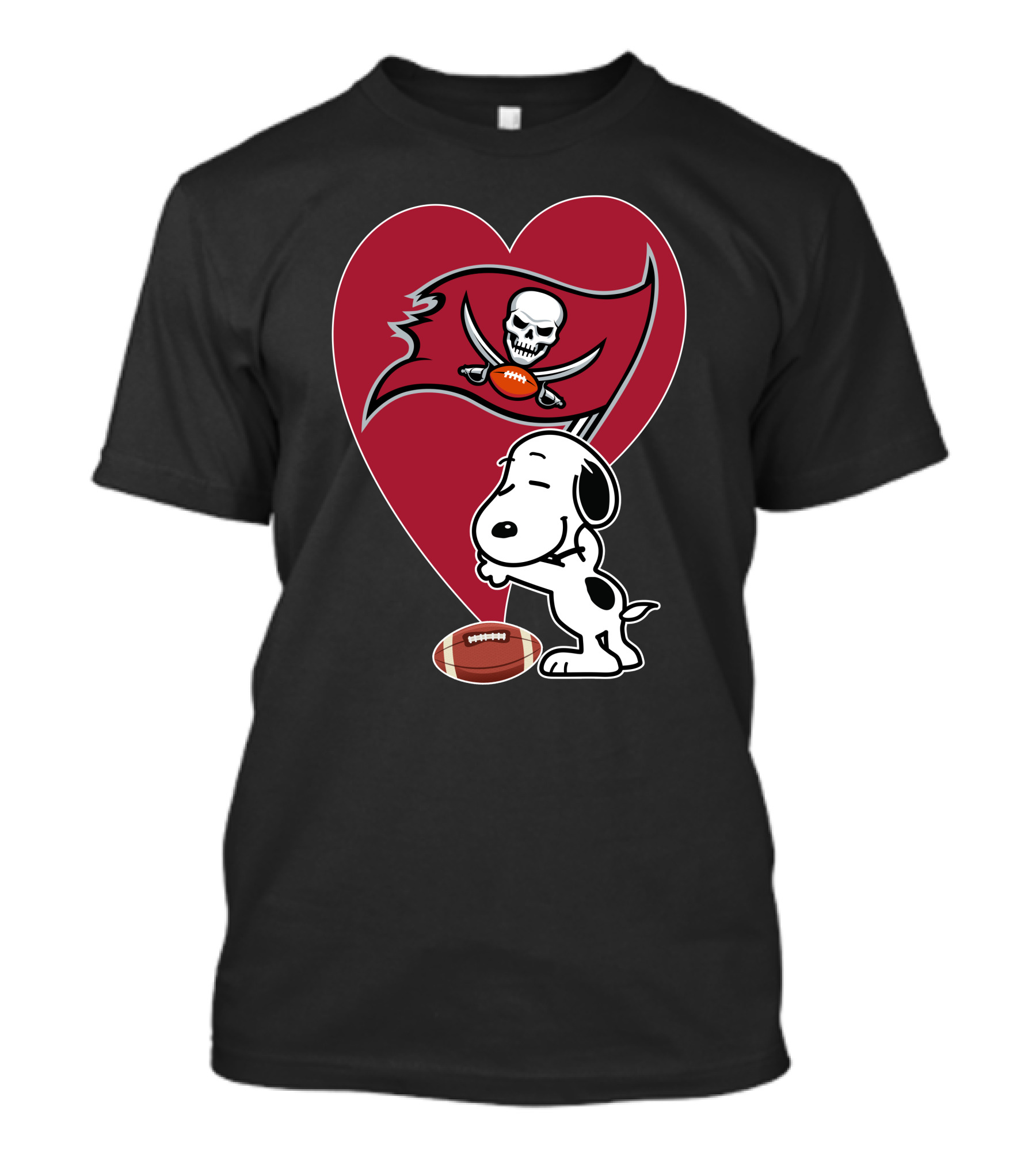 Tampa Bay Buccaneers Snoopy Heart Hug Football T-Shirt
