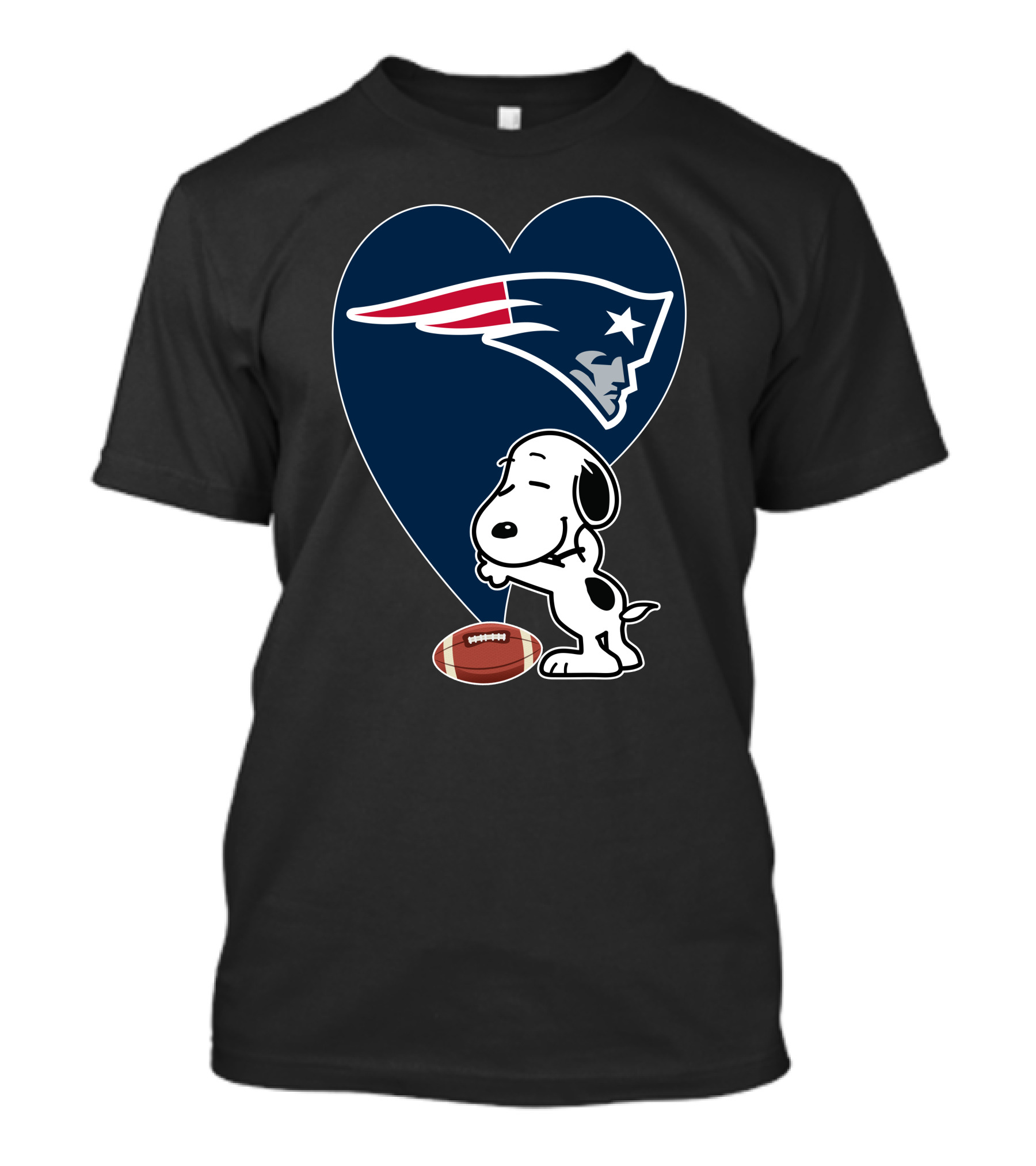 Snoopy Hugging New England Patriots Heart With Football T-Shirt