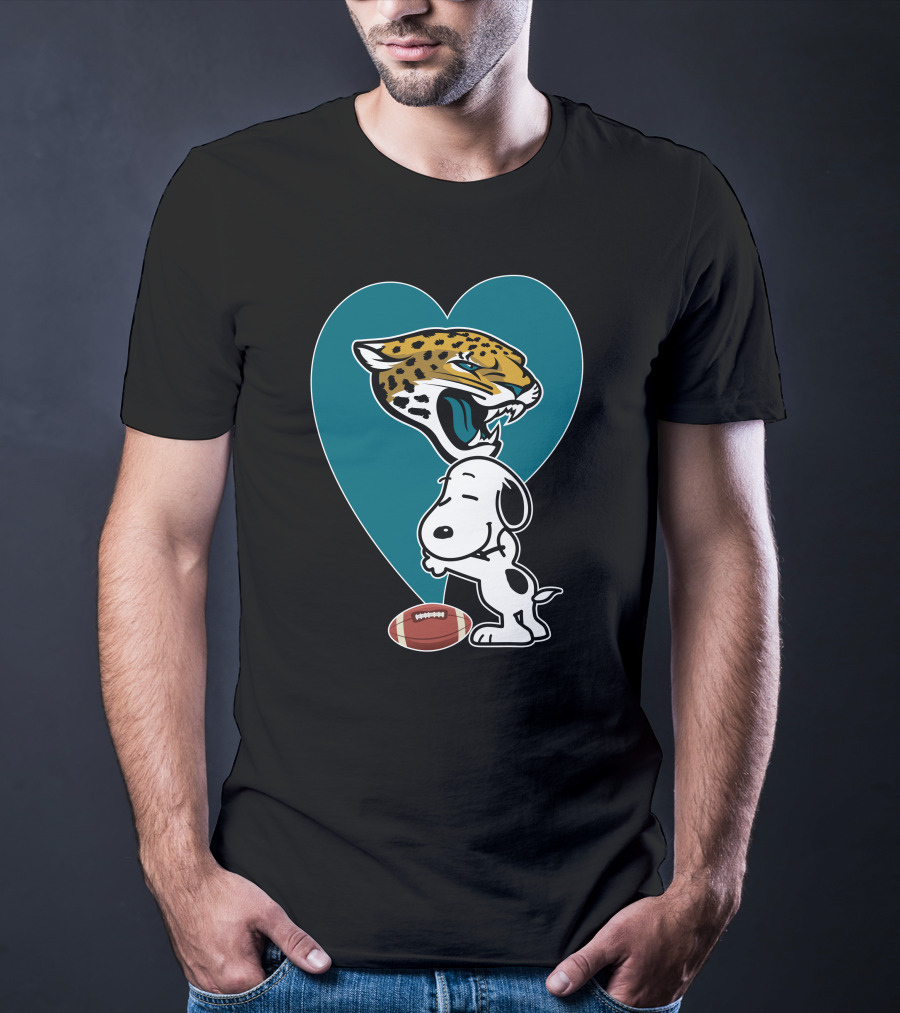 Jacksonville Jaguars Snoopy Heart Football Hug T-Shirt