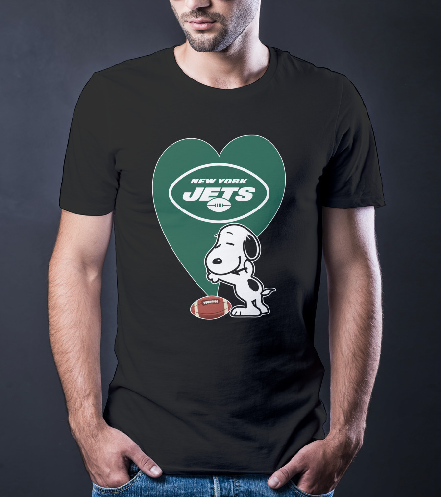 New York Jets Football Heart Snoopy Hug T-Shirt