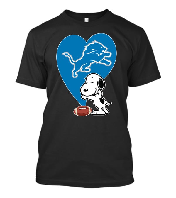 Detroit Lions Snoopy Heart Balloon Football Hug T-Shirt