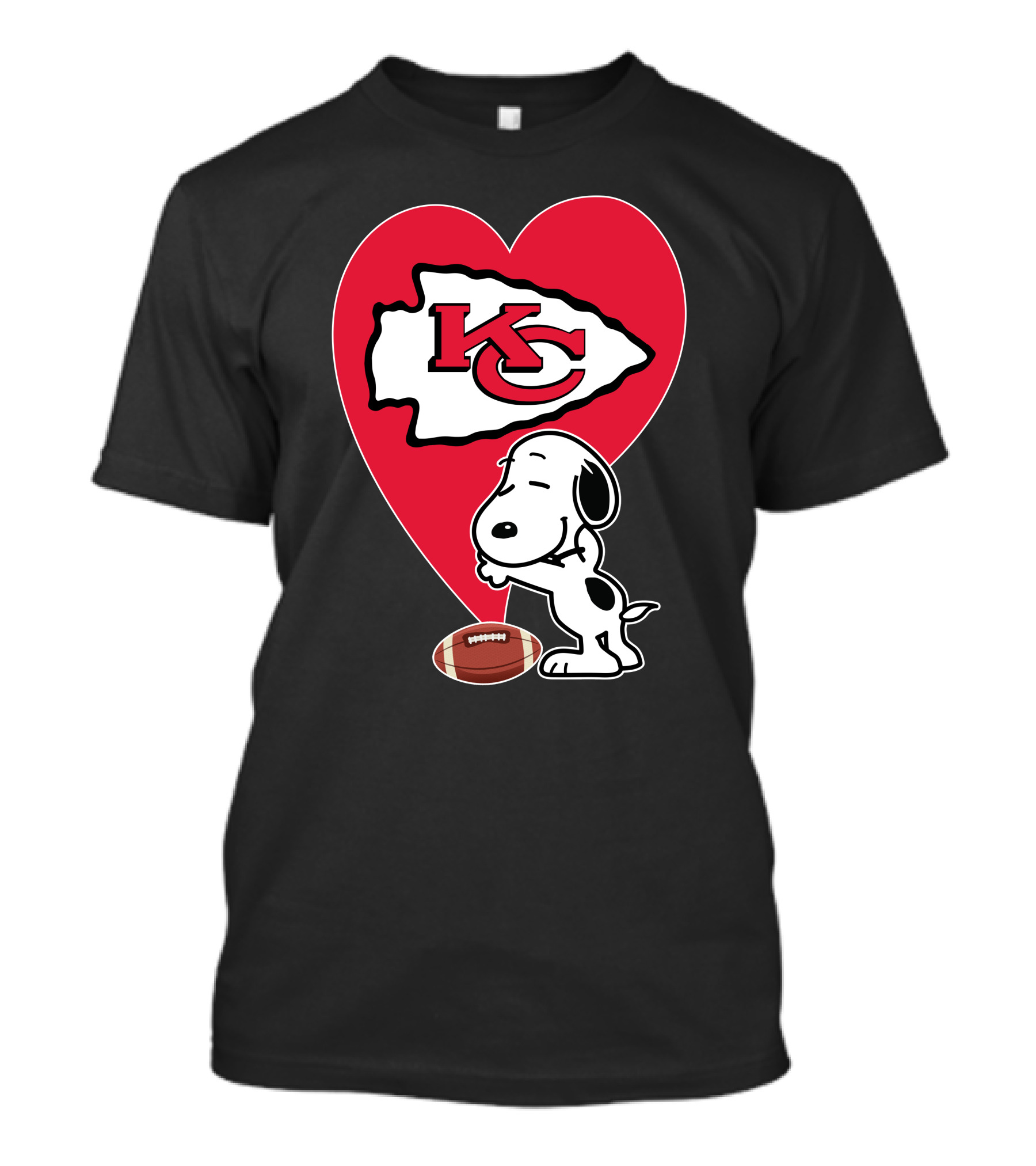 Kansas City Chiefs Heart Snoopy Football Hug T-Shirt