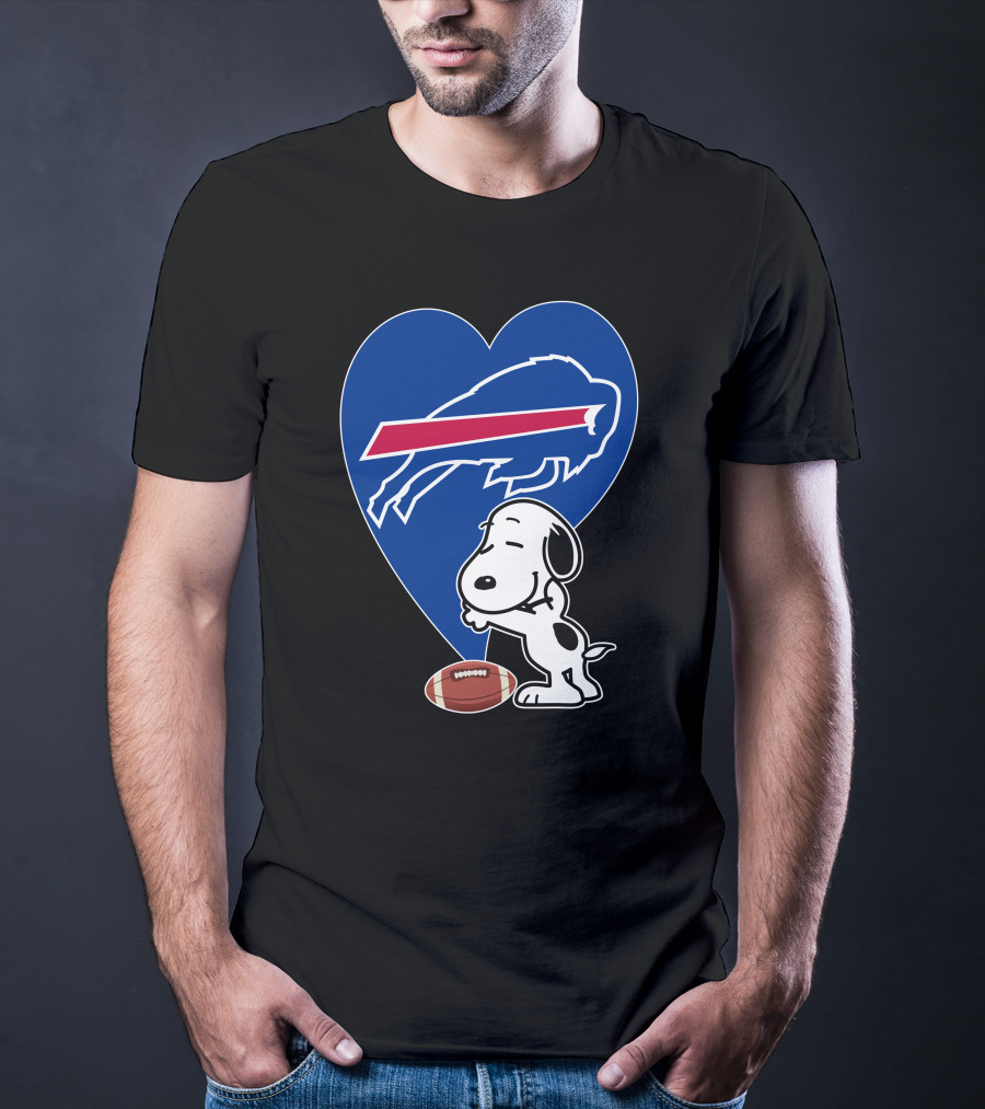 Buffalo Bills Snoopy Hug Heart Football T-Shirt