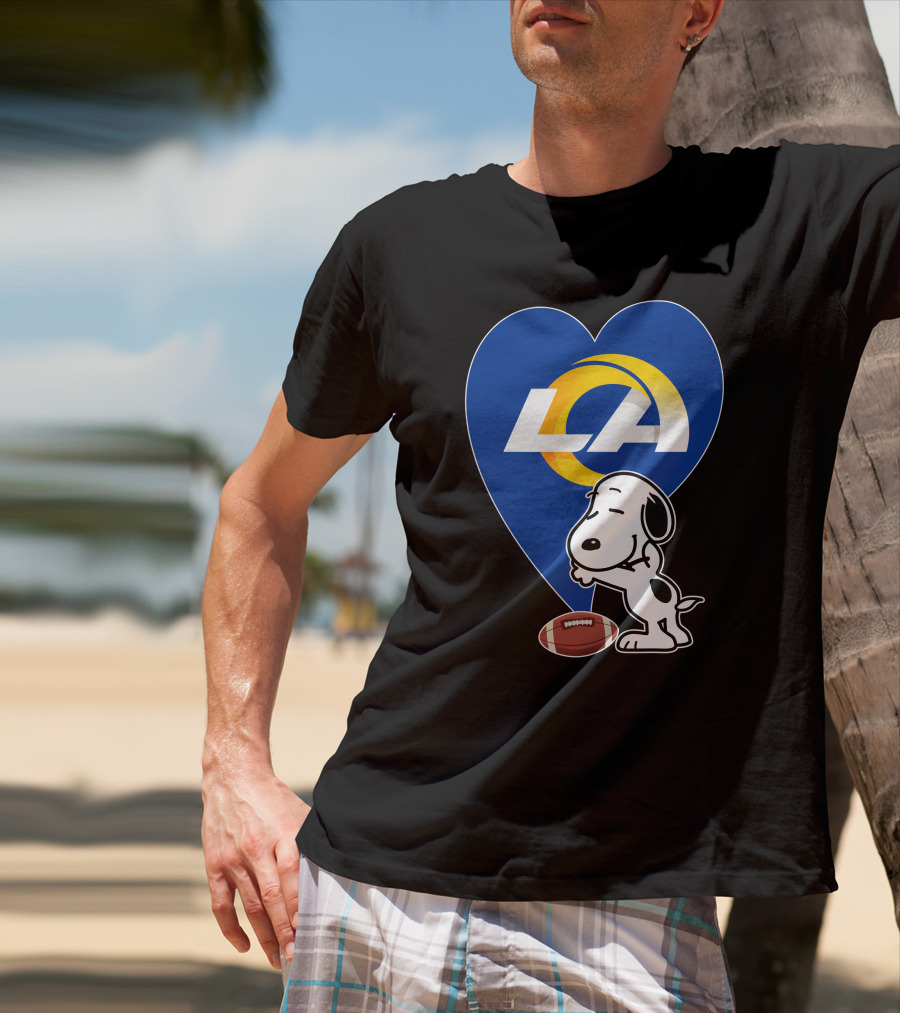 Snoopy Los Angeles Rams Football Heart Hug T-Shirt