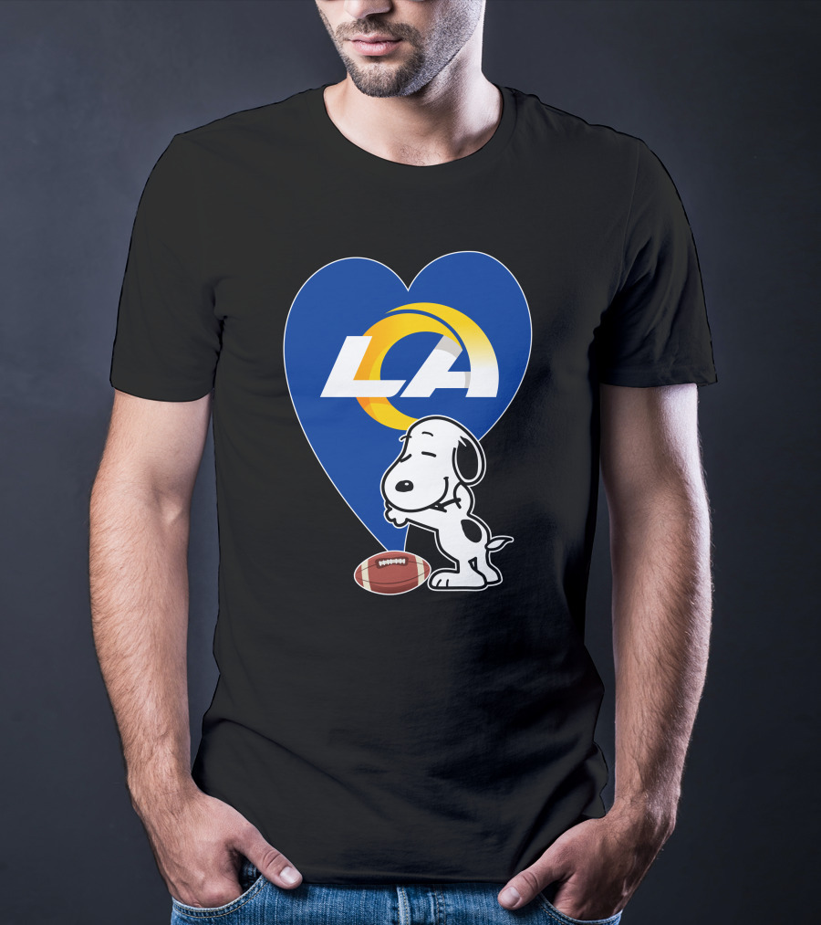 Snoopy Los Angeles Rams Football Heart Hug T-Shirt